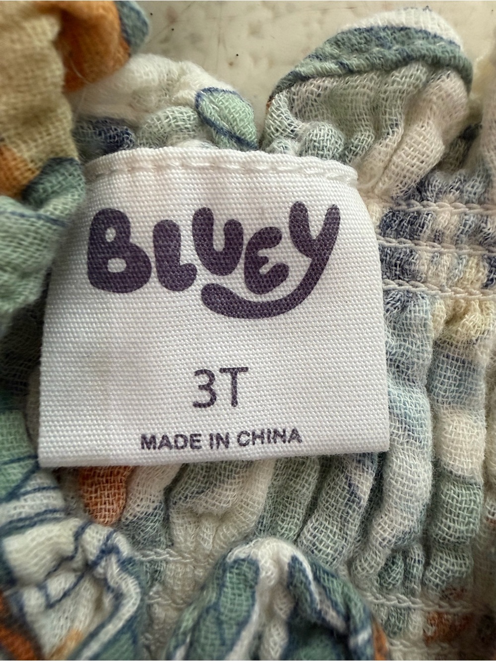 Bluey Set Gauzy Cotton Ruffled Sundress and Shorts Girls 3T - Picture 4 of 5